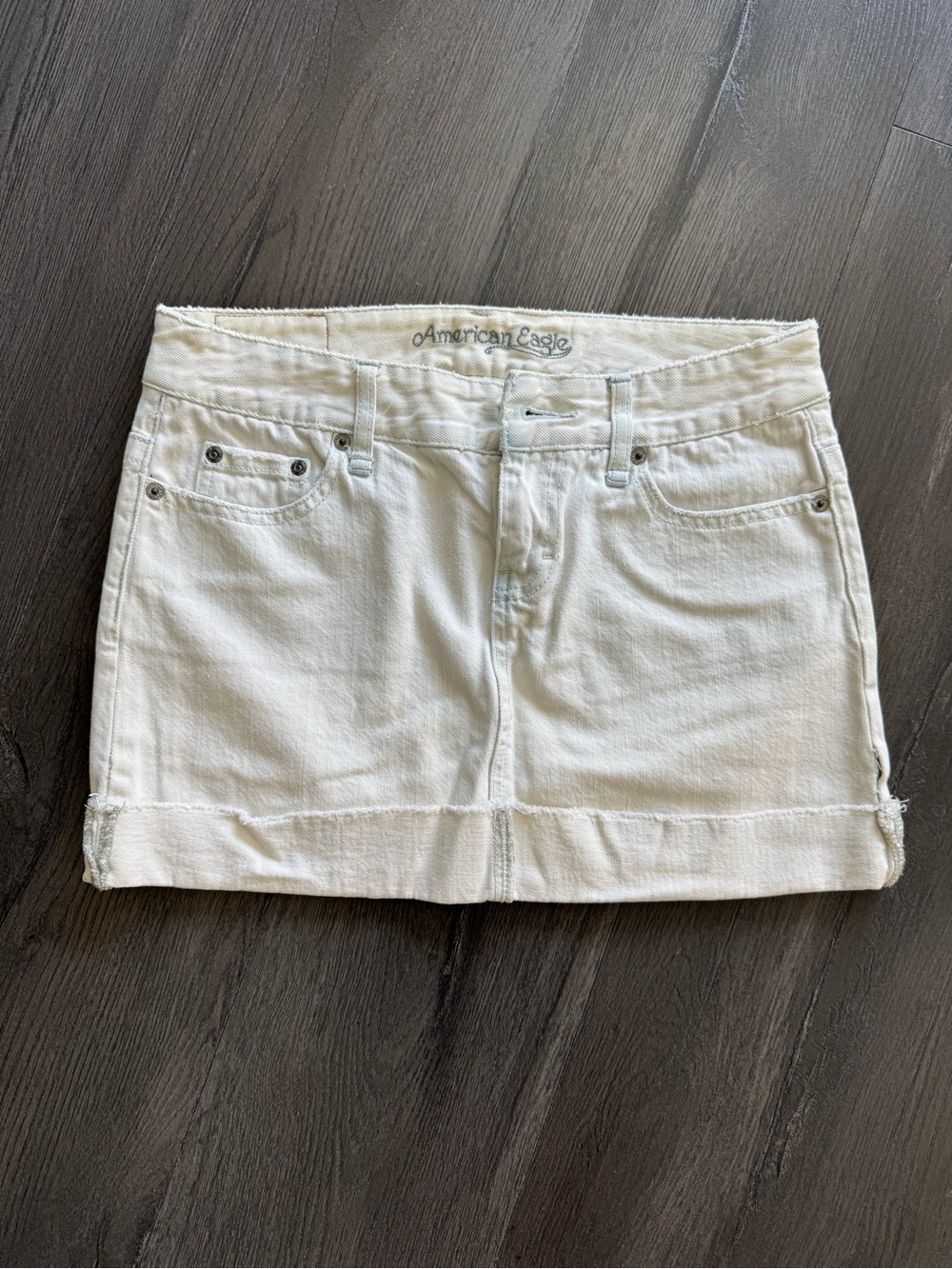 American Eagle White Denim Mini Skirt